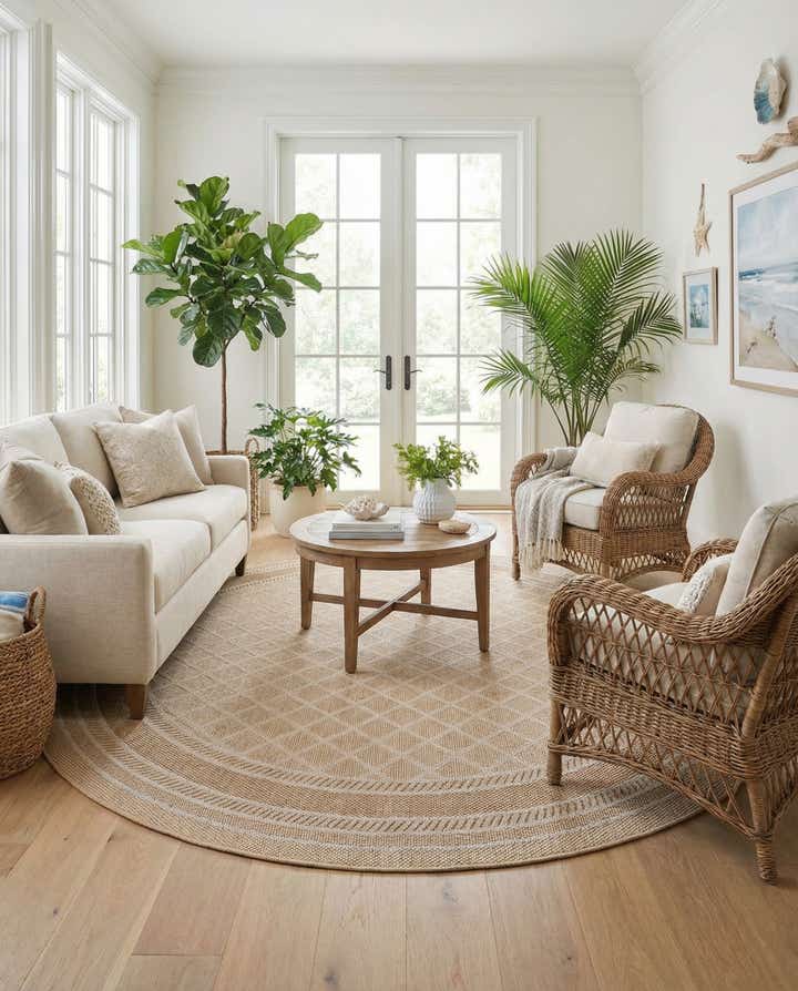 10' x 10' Easy-Clean Trellis Indoor / Outdoor Round Rug