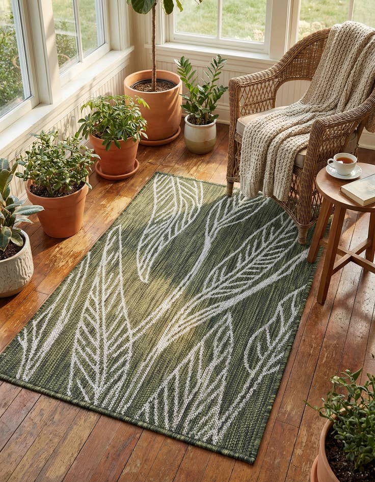Detail image of 2' x 3'  Washable Botanical Indoor / Outdoor Rug