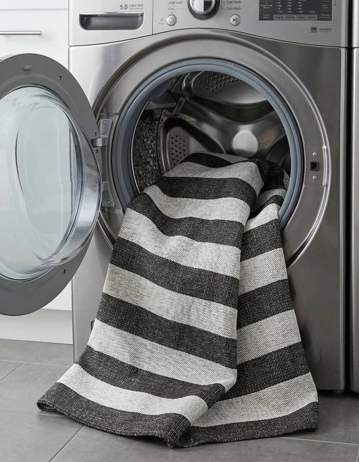 Detail image of 5' 3 x 8'  Washable Striped Indoor / Outdoor Rug