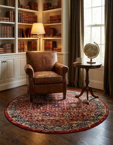 Red Kennedy Round Rug