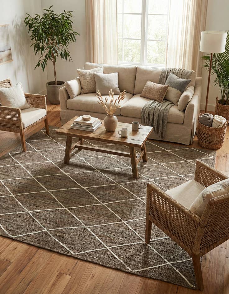 Detail image of  9' x 12' 2  Hand Braided Jute Rug