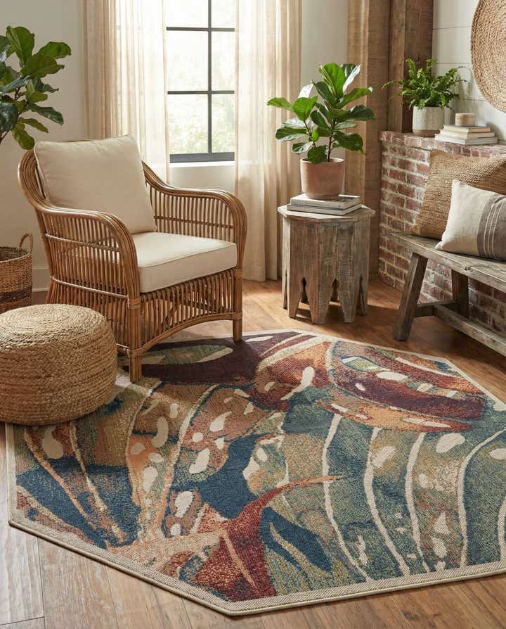 7' 10 x 7' 10 Easy-Clean Baja Indoor / Outdoor Octagon Rug