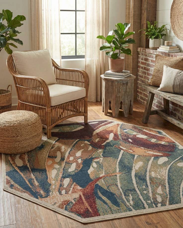Detail image of 7' 10 x 7' 10 Easy-Clean Baja Indoor / Outdoor Octagon Rug