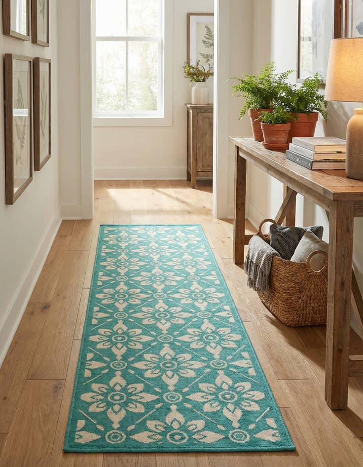 Detail image of 2' x 8'  Washable Trellis Indoor / Outdoor Runner Rug