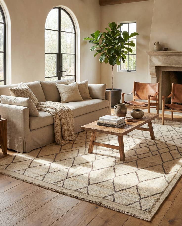 Detail image of 5' 9 x 8' 7 Hand Knotted Moroccan Wool Rug