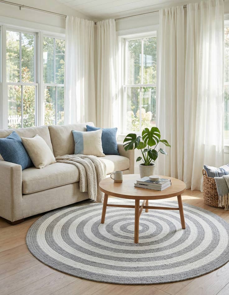 Detail image of 3' 3 x 3' 3  Hand Woven Eco Verse   Washable Indoor / Outdoor Round Rug