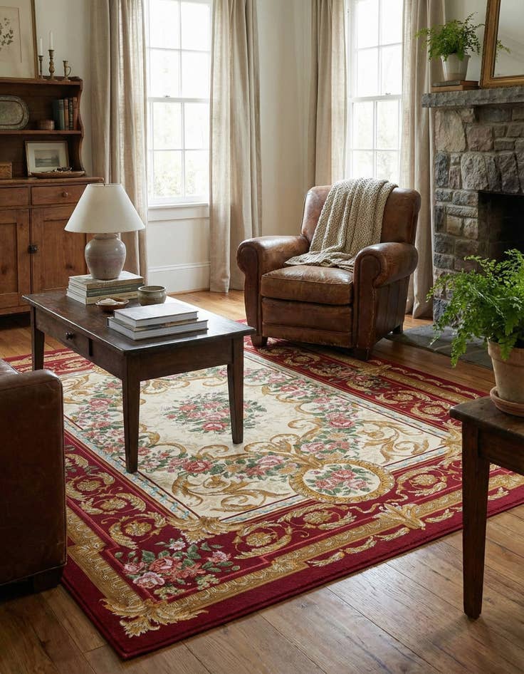 Detail image of  5' x 8'  Washable Traditional Indoor / Outdoor Rug