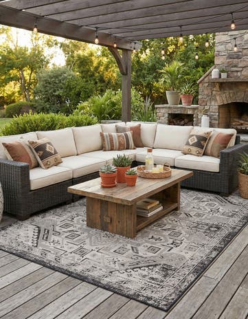 7' 10 x 11' Easy-Clean Aztec Indoor / Outdoor Rug