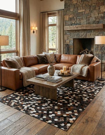 5' 1 x 8' 1 Cowhide Leather Rug