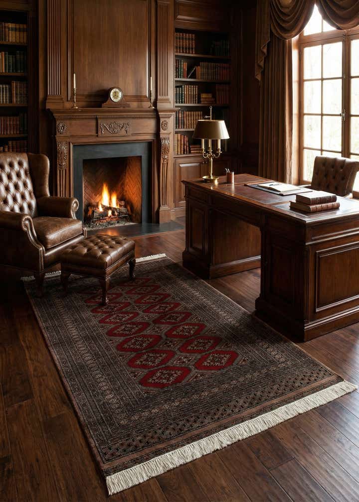 4' 3 x 6' 1 Hand Knotted Bokhara Oriental Wool Rug