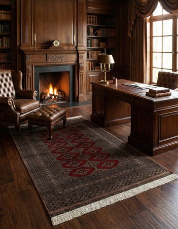 4' 3 x 6' 1 Hand Knotted Bokhara Oriental Wool Rug