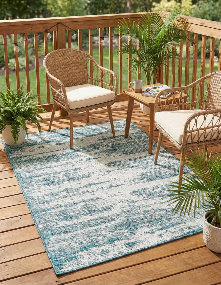 Detail image of 4' x 6'  Washable Modern Indoor / Outdoor Rug