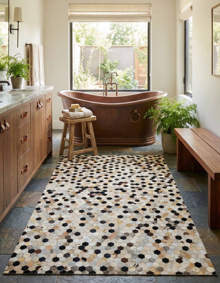 Detail image of 4' 11 x 7' 9 Cowhide - Patchwork Rug