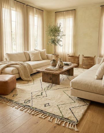 6' 8 x 10' Hand Knotted Moroccan Wool Rug