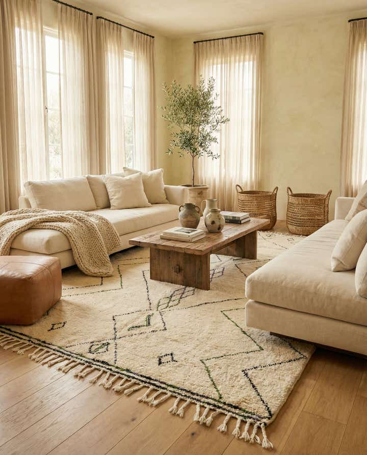6' 8 x 10' Hand Knotted Moroccan Wool Rug