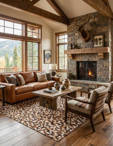 6' 8 x 10' Cowhide Stocks Rug