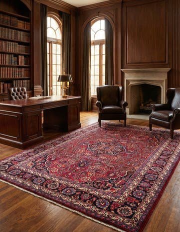 6' 10 x 9' 7 Sarough Wool Rug