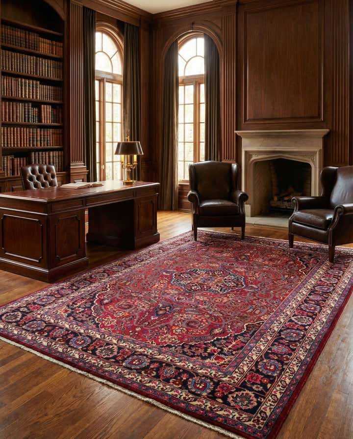 6' 10 x 9' 7 Sarough Wool Rug