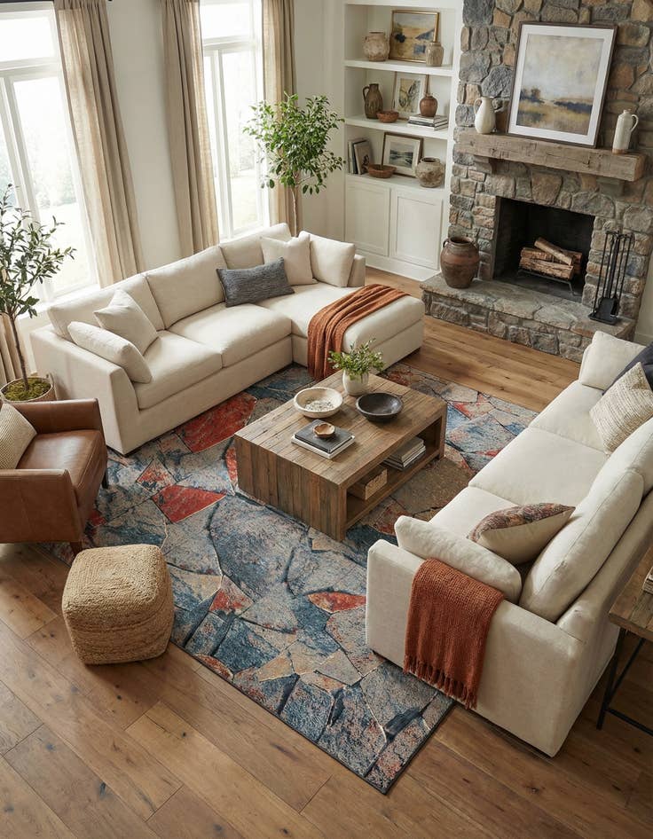 Detail image of 10' x 10'  Washable Modern Indoor / Outdoor Square Rug