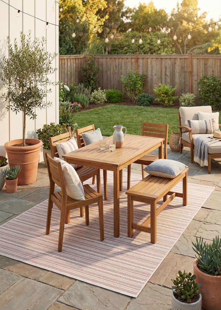 7' 10 x 11' Easy-Clean Striped Indoor / Outdoor Rug