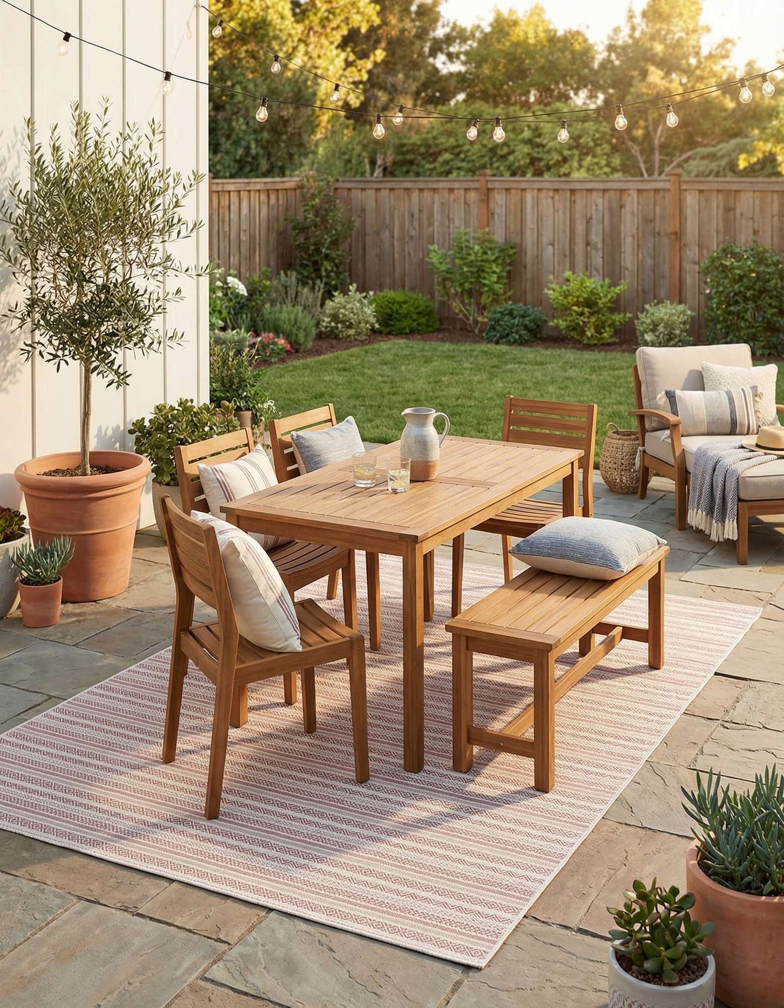7' 10 x 11' Easy-Clean Striped Indoor / Outdoor Rug
