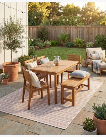 7' 10 x 11' Easy-Clean Striped Indoor / Outdoor Rug