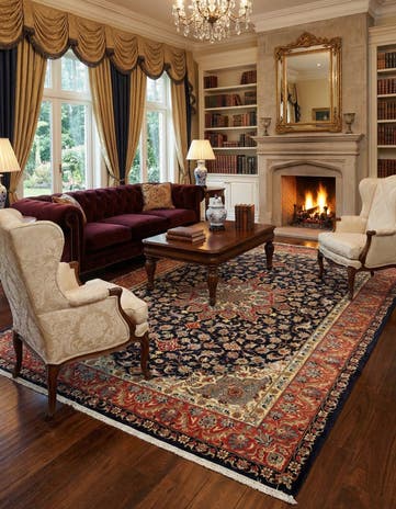6' 7 x 9' 10 Hand Knotted Qom Persian Rug