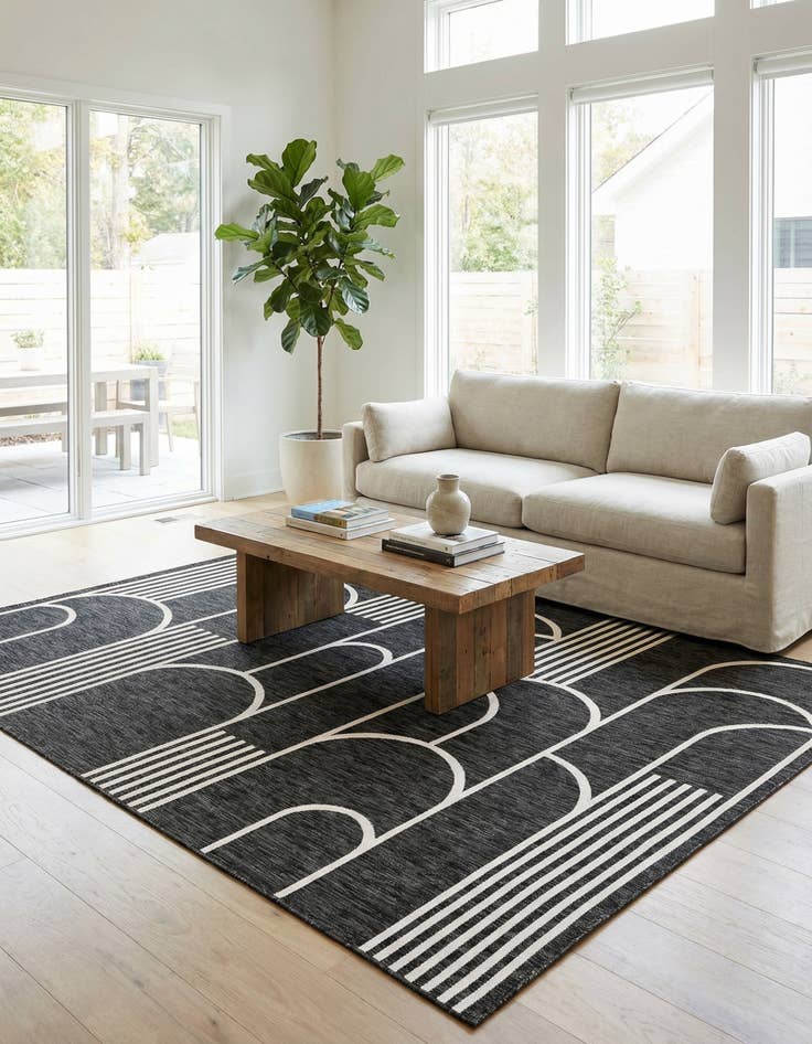 Detail image of  7' x 10'  Washable Modern Indoor / Outdoor Rug