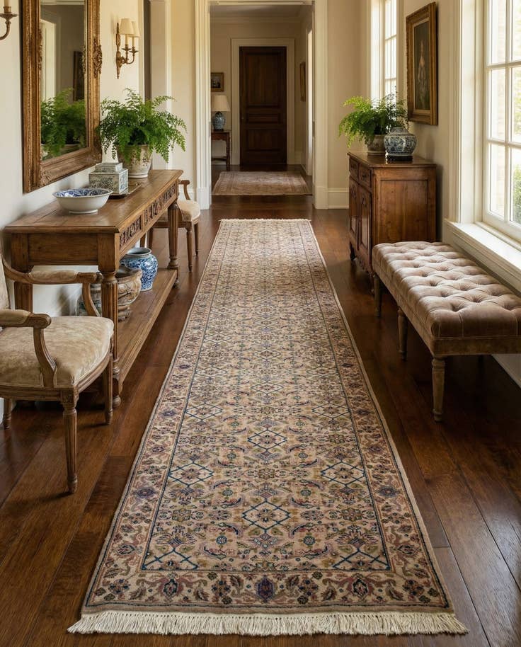 Detail image of 2' 9 x 12' 9 Hand Knotted Farahan Wool Runner Rug