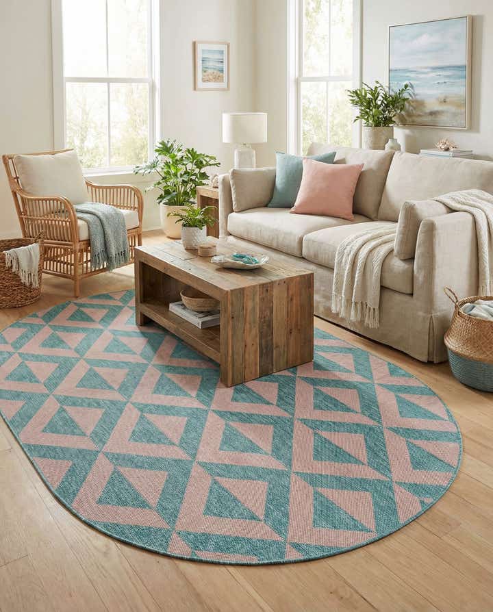 5' 3 x 8' Easy-Clean Jill Zarin Napa Indoor / Outdoor Oval Rug
