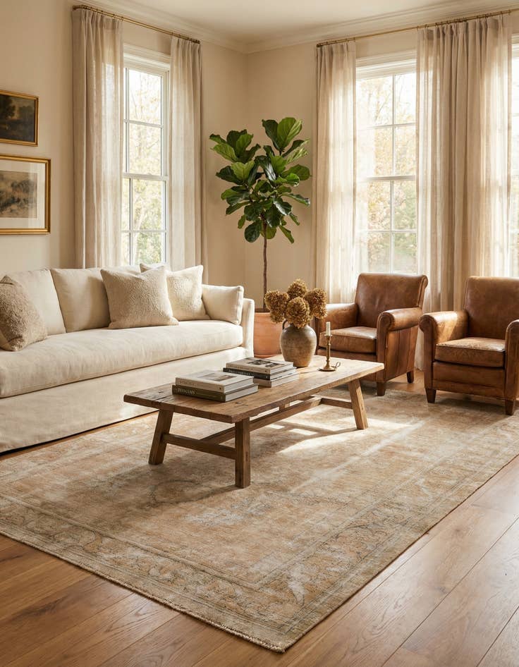 Detail image of 6' 4 x 9' 7 Hand Knotted Ultra Vintage Persian Wool Rug