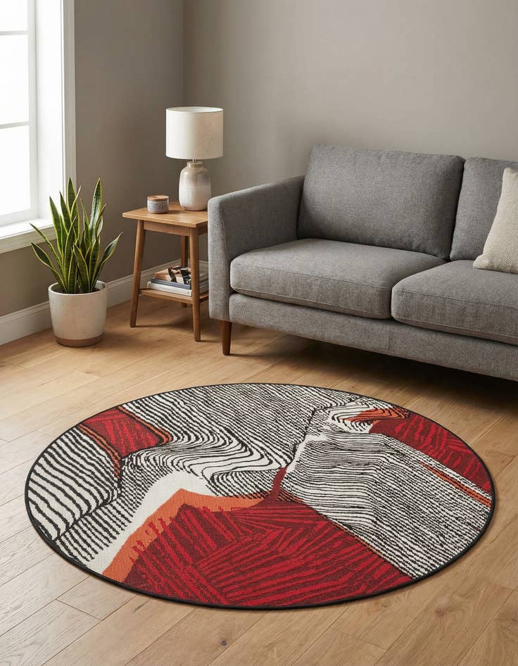 Detail image of 4' x 4' Easy-Clean Modern Indoor / Outdoor Round Rug