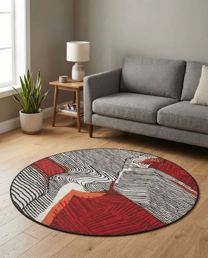 4' x 4' Easy-Clean Modern Indoor / Outdoor Round Rug