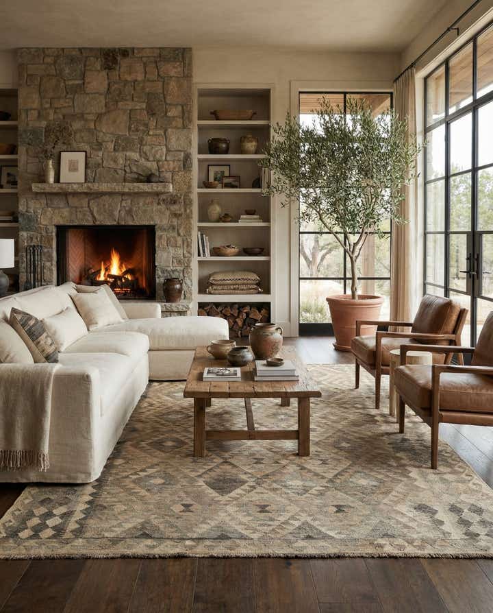 6' 9 x 9' 9 Hand Knotted Kilim Maymana Wool Rug