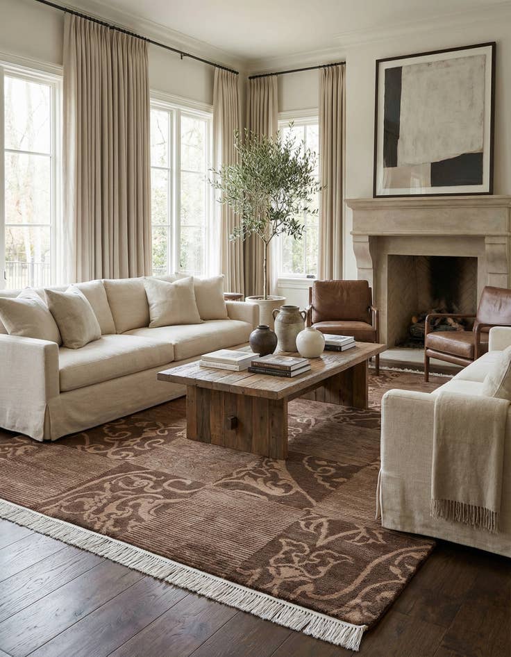 Detail image of  5' 9 x 8'  Hand Knotted Darya Wool Rug