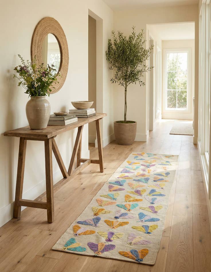 Detail image of 2' 5 x 9' 5  Hand Woven Kilim Suzani Wool Runner Rug