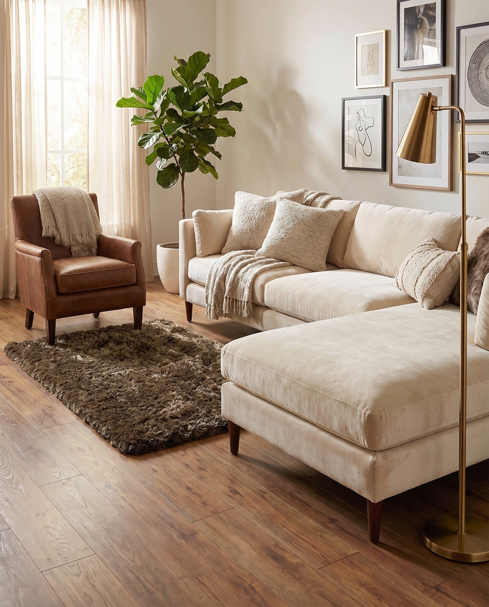 3' 4 x 5' 6 Solid Shag Rug