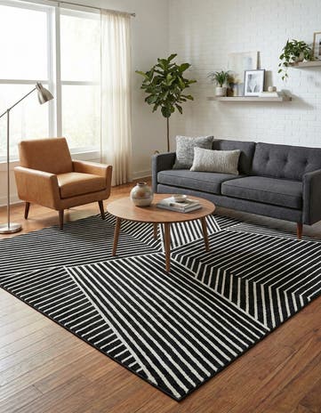 Black Oslo Square Rug