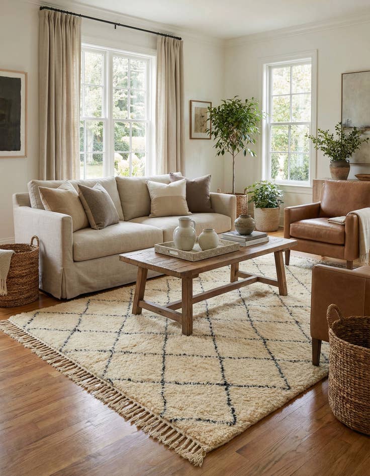 Detail image of 5' 5 x 8' 7  Hand Knotted Moroccan Wool Rug