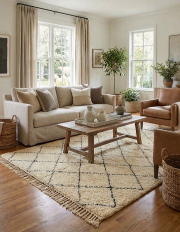 5' 5 x 8' 7 Hand Knotted Moroccan Wool Rug