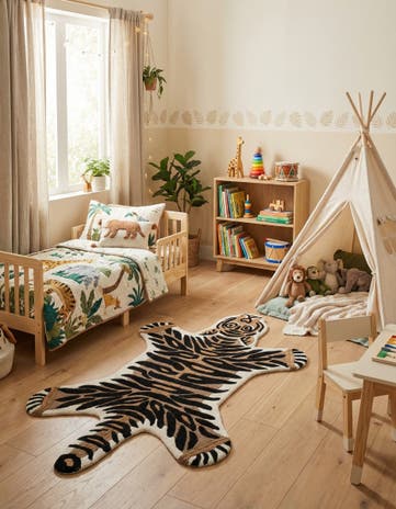 Brown Playtime Kids Wool Freeform Rug