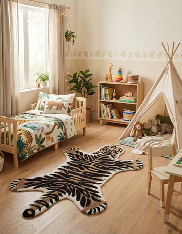Brown Playtime Kids Wool Freeform Rug