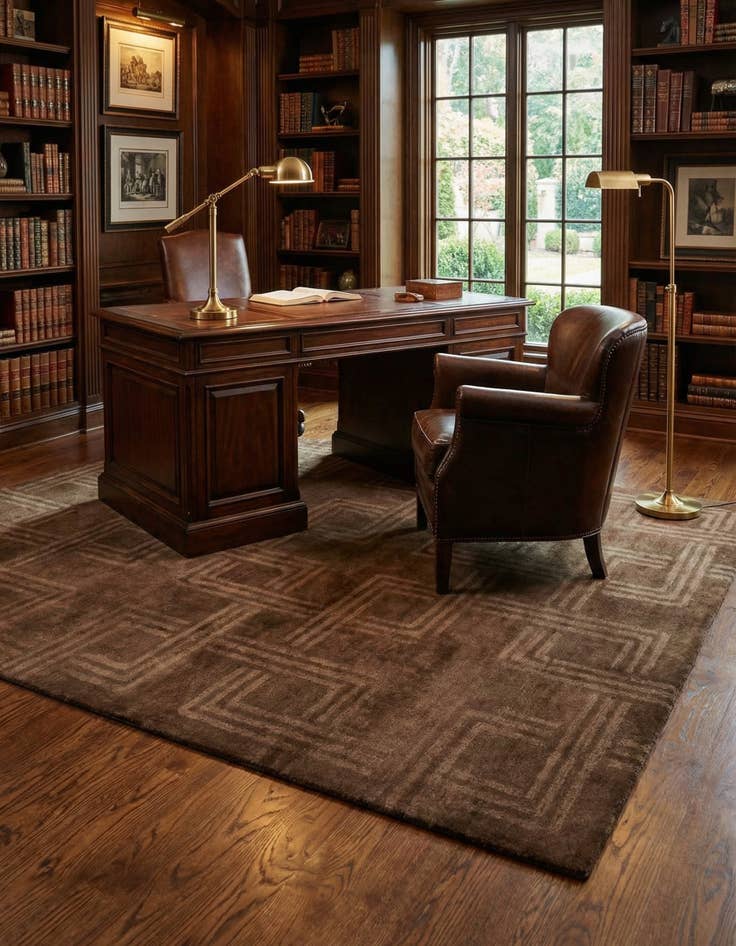 Detail image of 8' 2 x 9' 10  Hand Knotted Modern Manshu Wool Rug