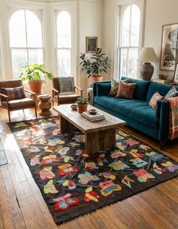 5' 4 x 7' 8 Hand Woven Kilim Suzani Wool Rug