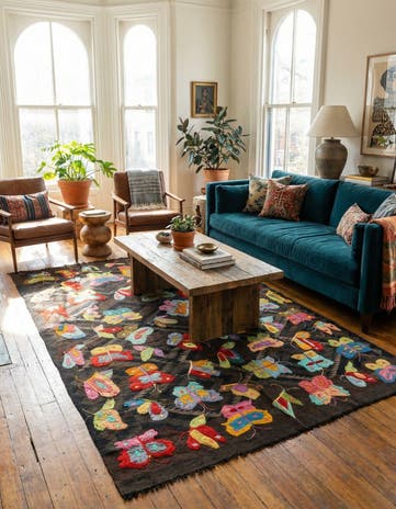 5' 4 x 7' 8 Hand Woven Kilim Suzani Wool Rug