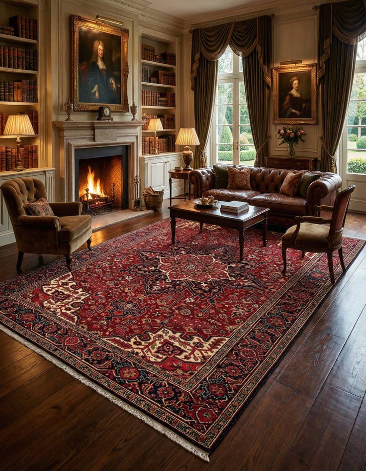 Detail image of 7' 2 x 11' 2  Hand Knotted Heriz Wool Rug