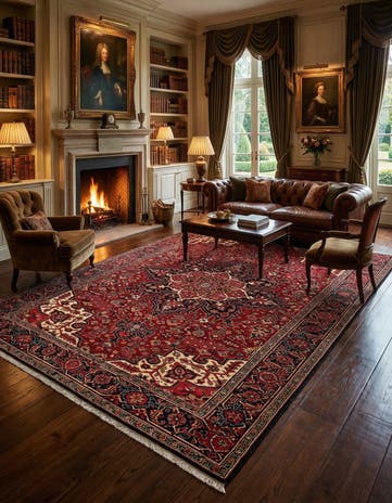 7' 2 x 11' 2 Hand Knotted Heriz Wool Rug