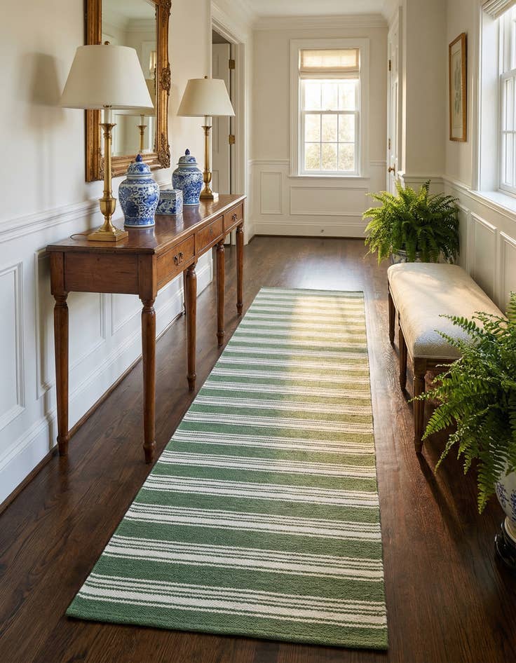 Detail image of 2' 7 x 10'  Hand Woven Jill Zarin English Manor Farmhouse Wool Runner Rug