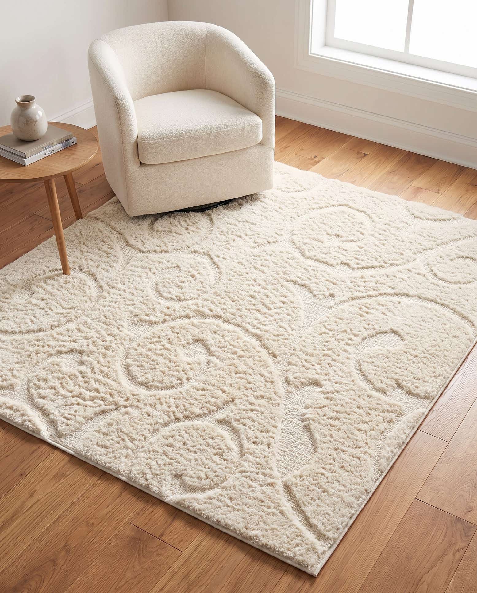 155cm x 155cm Floral Shag Quadrat Teppich