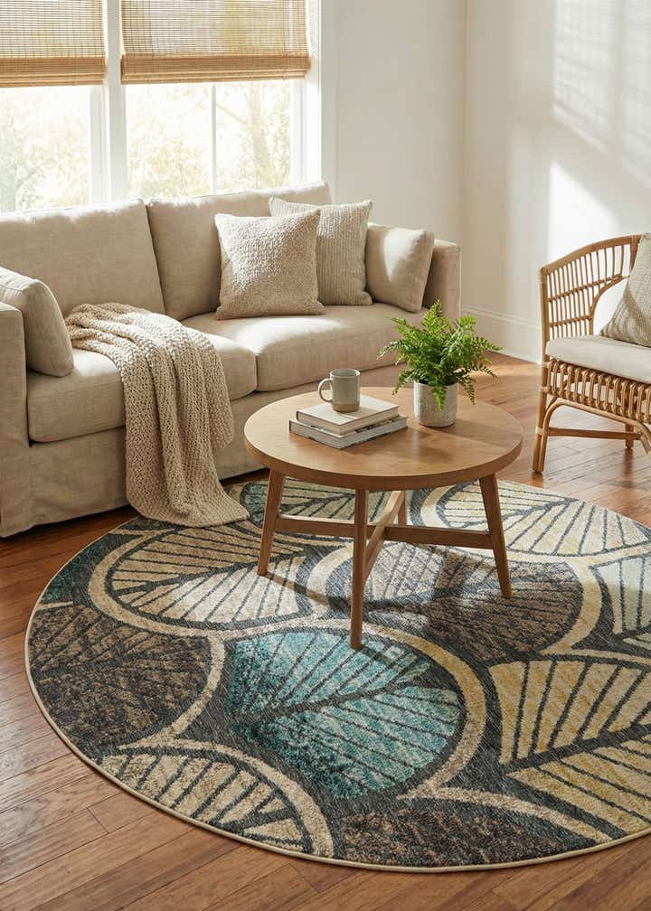 6' x 6' Easy-Clean Casablanca Indoor / Outdoor Round Rug